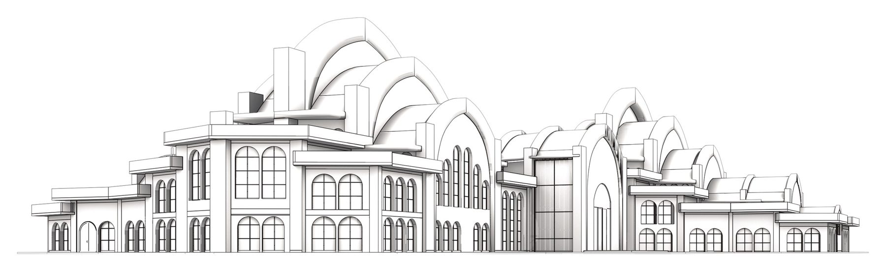 Perspektive der Hauptfassade. Zeichnung: Ahmad Milad Toryalai